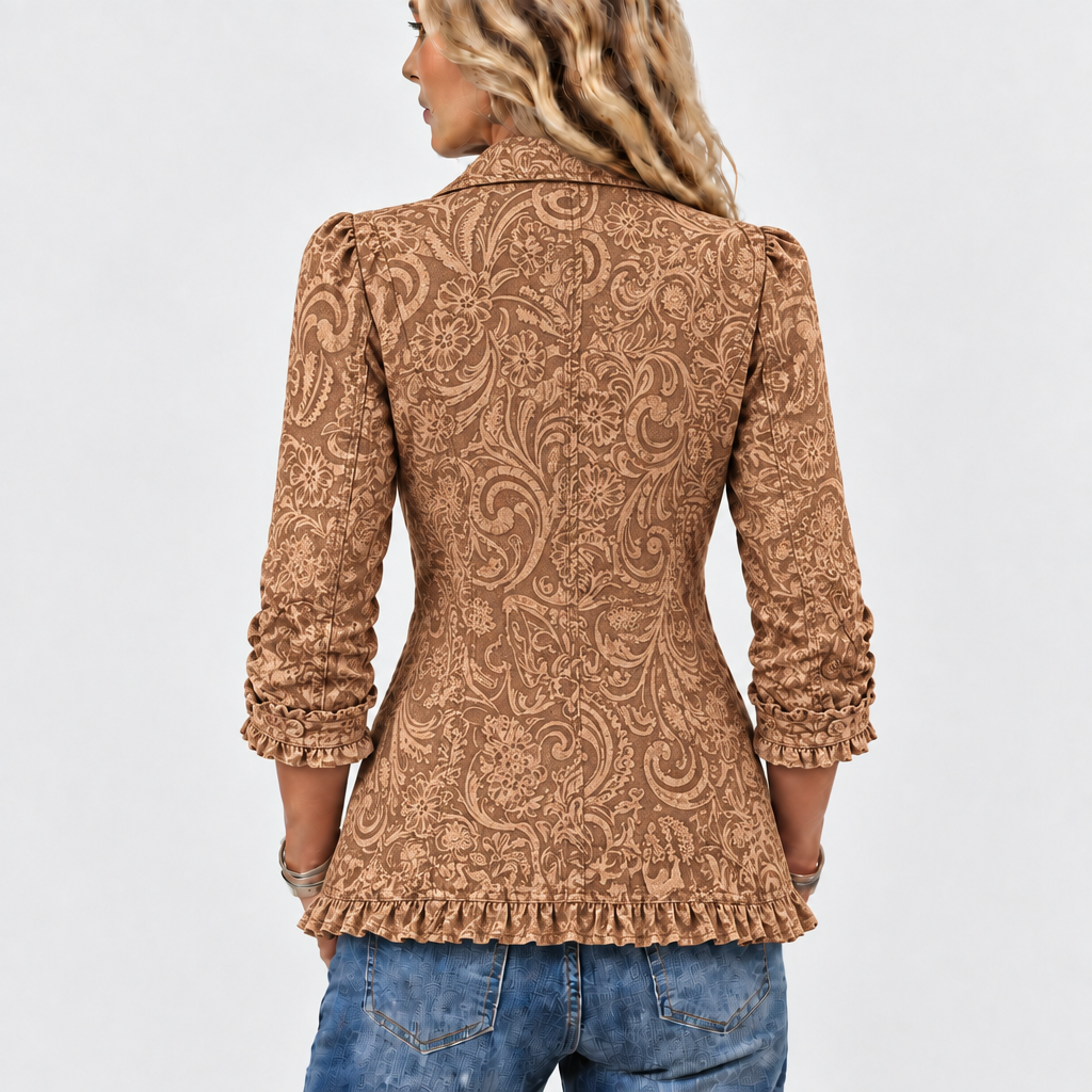 Edith | Retro Floral Ruffle Jacket