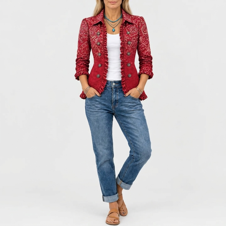 Rosamund | Paisley Ombre Ruffle Jacket