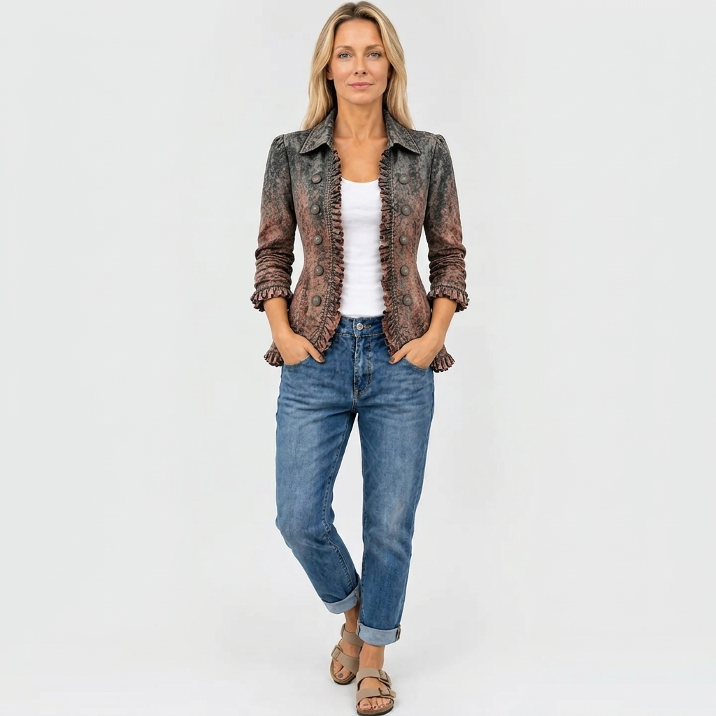 Lorna | Textured Gradient Ruffle Jacket