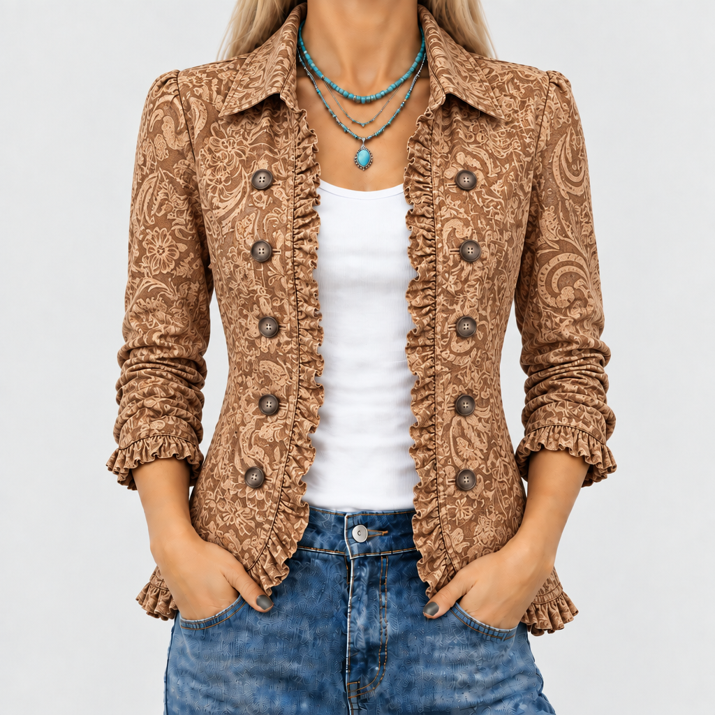 Edith | Retro Floral Ruffle Jacket