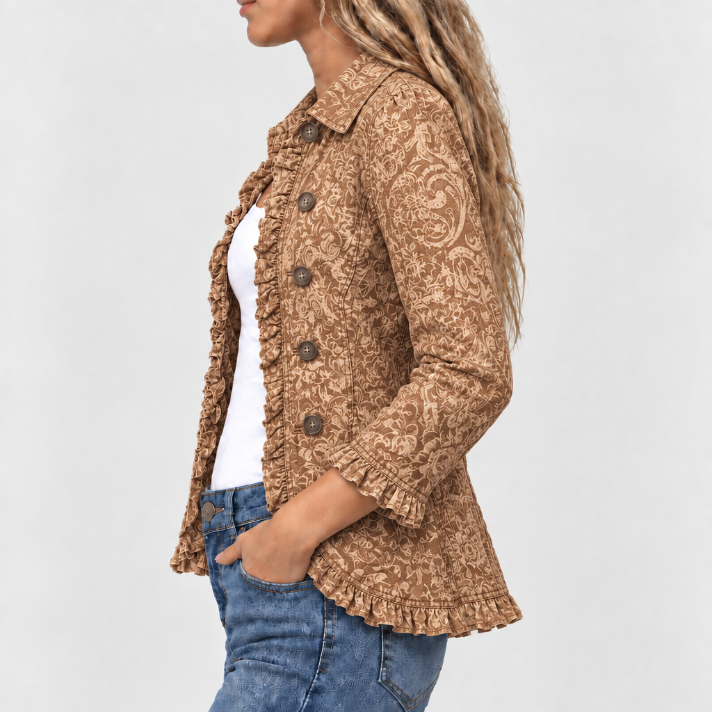 Edith | Retro Floral Ruffle Jacket