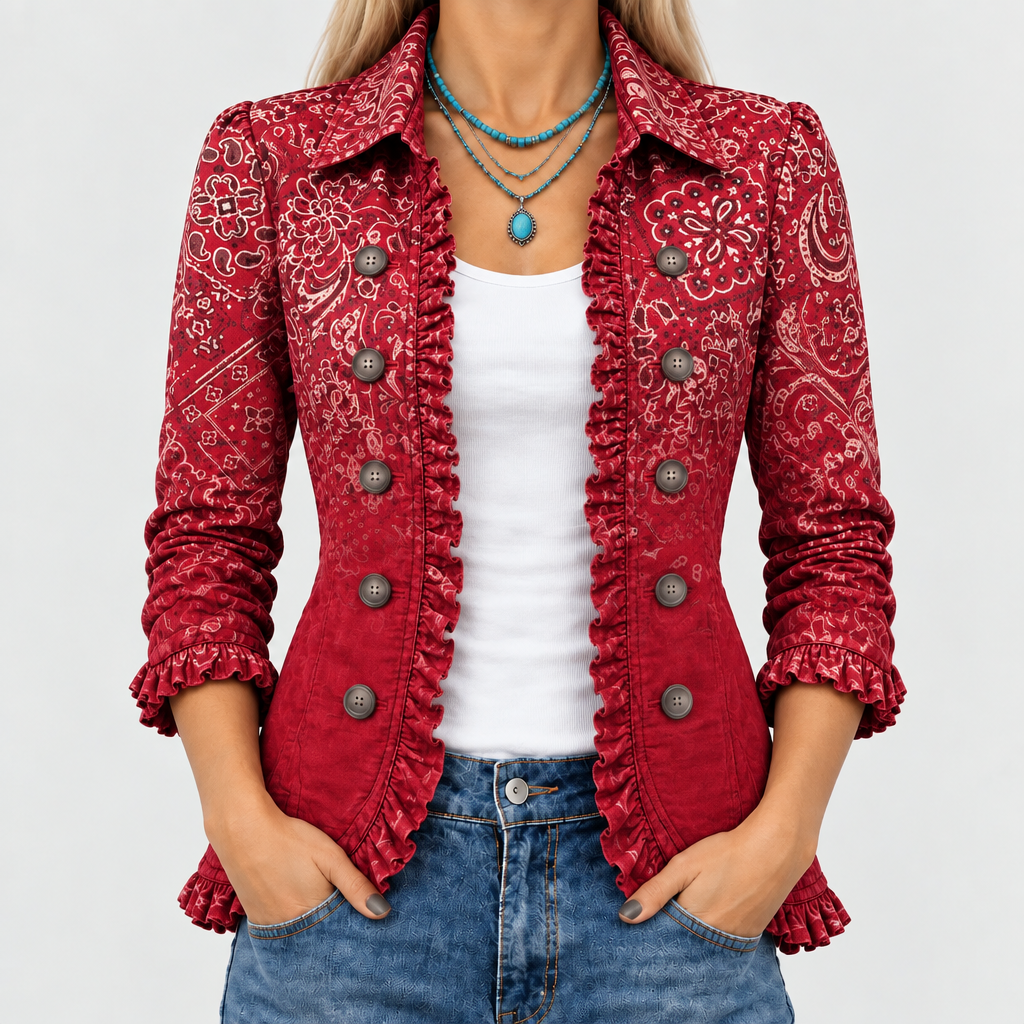 Rosamund | Paisley Ombre Ruffle Jacket