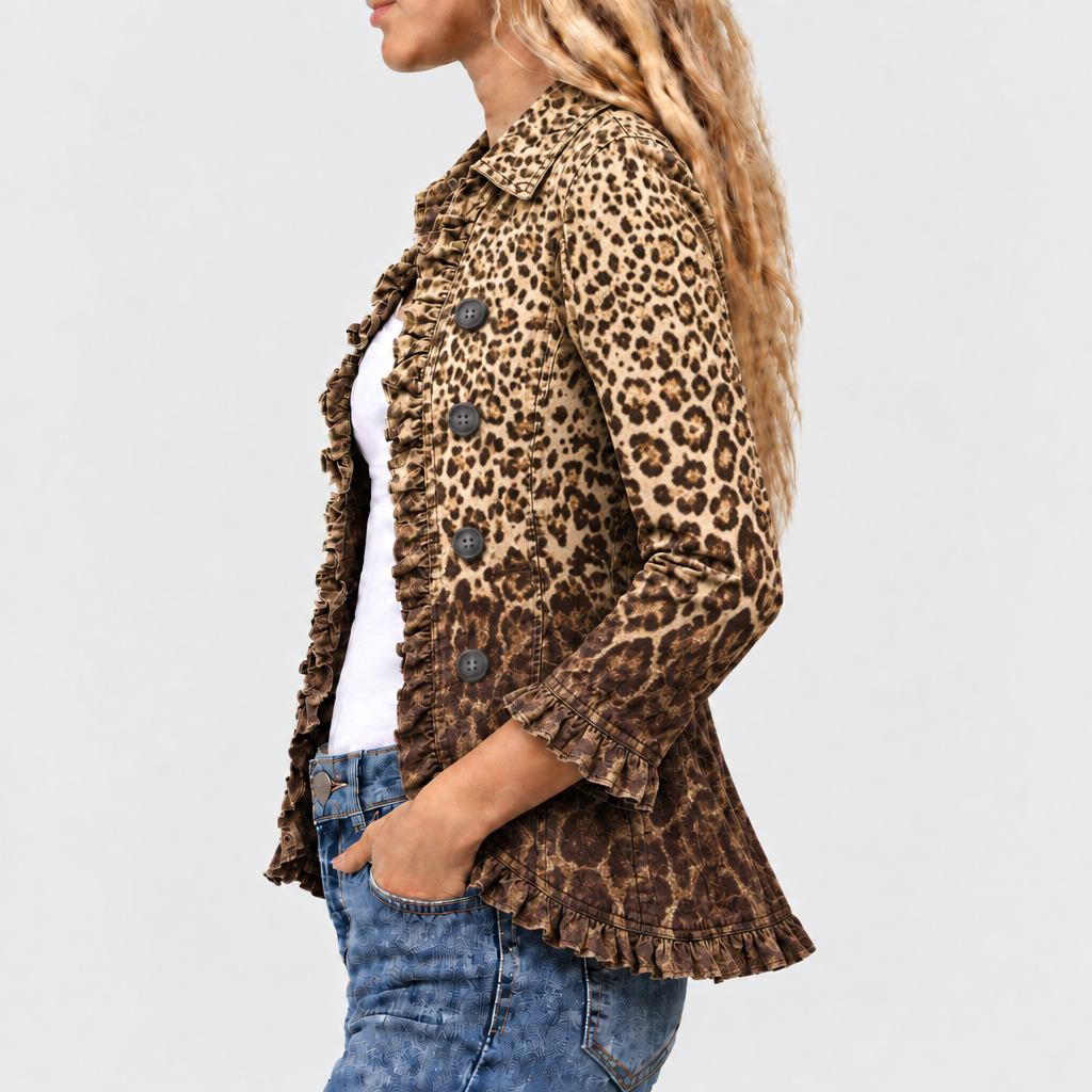 Delphine | Leopard Print Ruffle Jacket