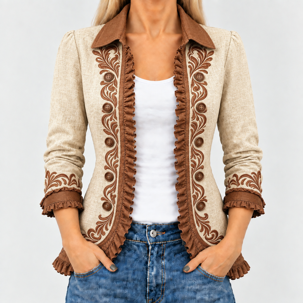 Mabel | Boho Floral Ruffle Jacket
