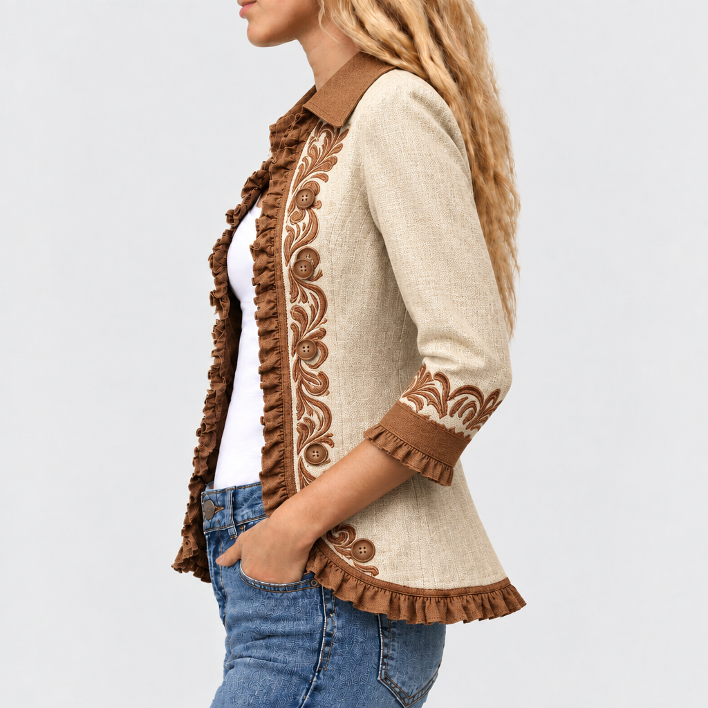 Mabel | Boho Floral Ruffle Jacket