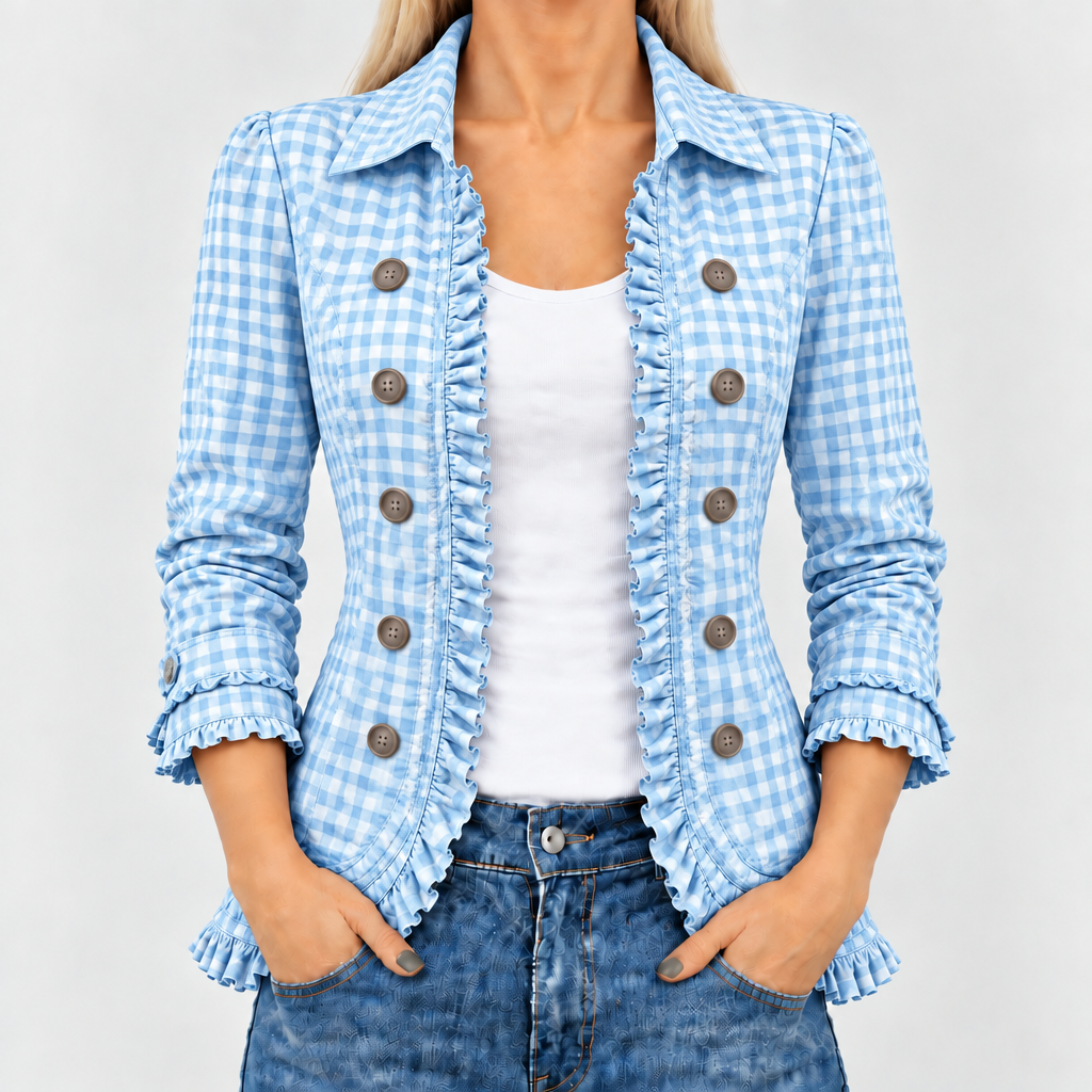 Odette | Gingham Ruffle Jacket