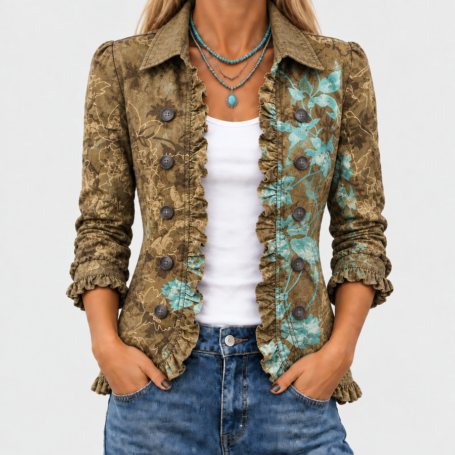 Winifred | Floral Gradient Ruffle Jacket
