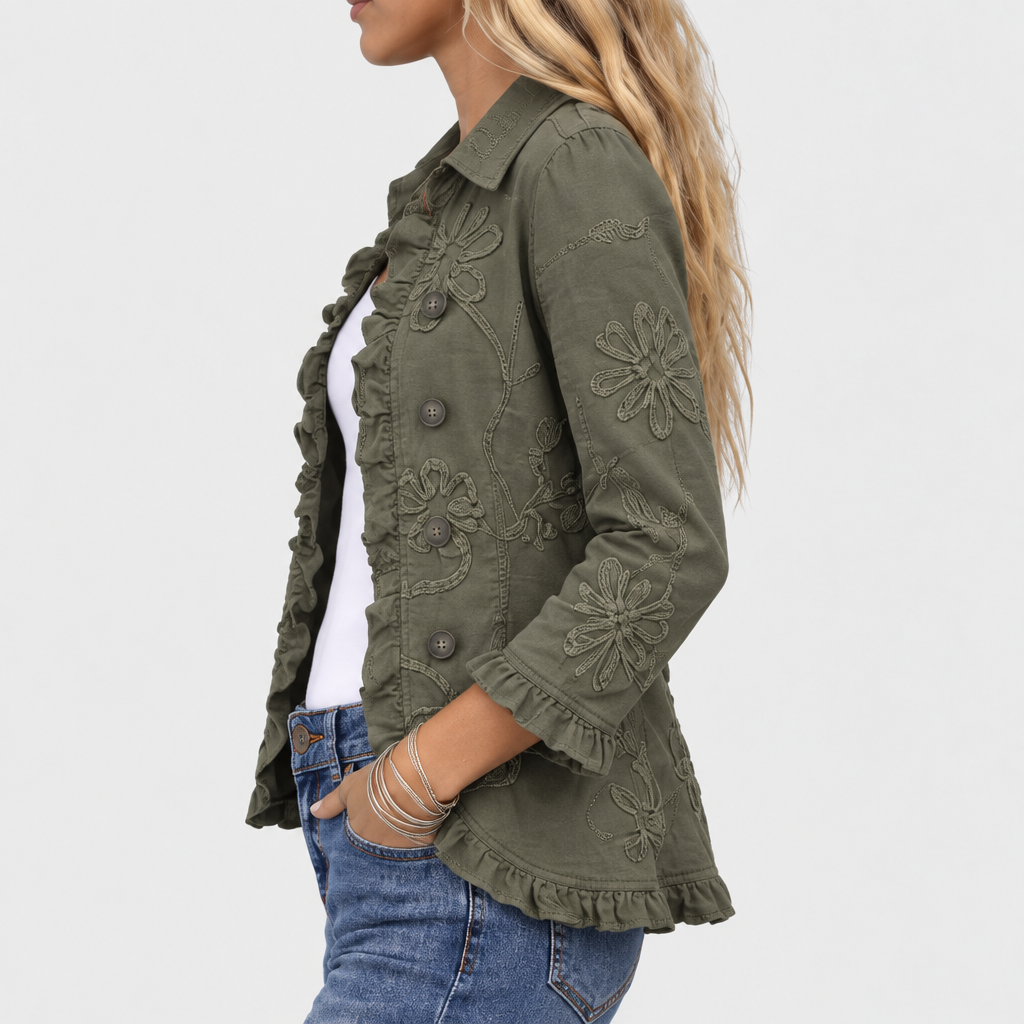 Imogen | Embroidered Floral Ruffle Jacket
