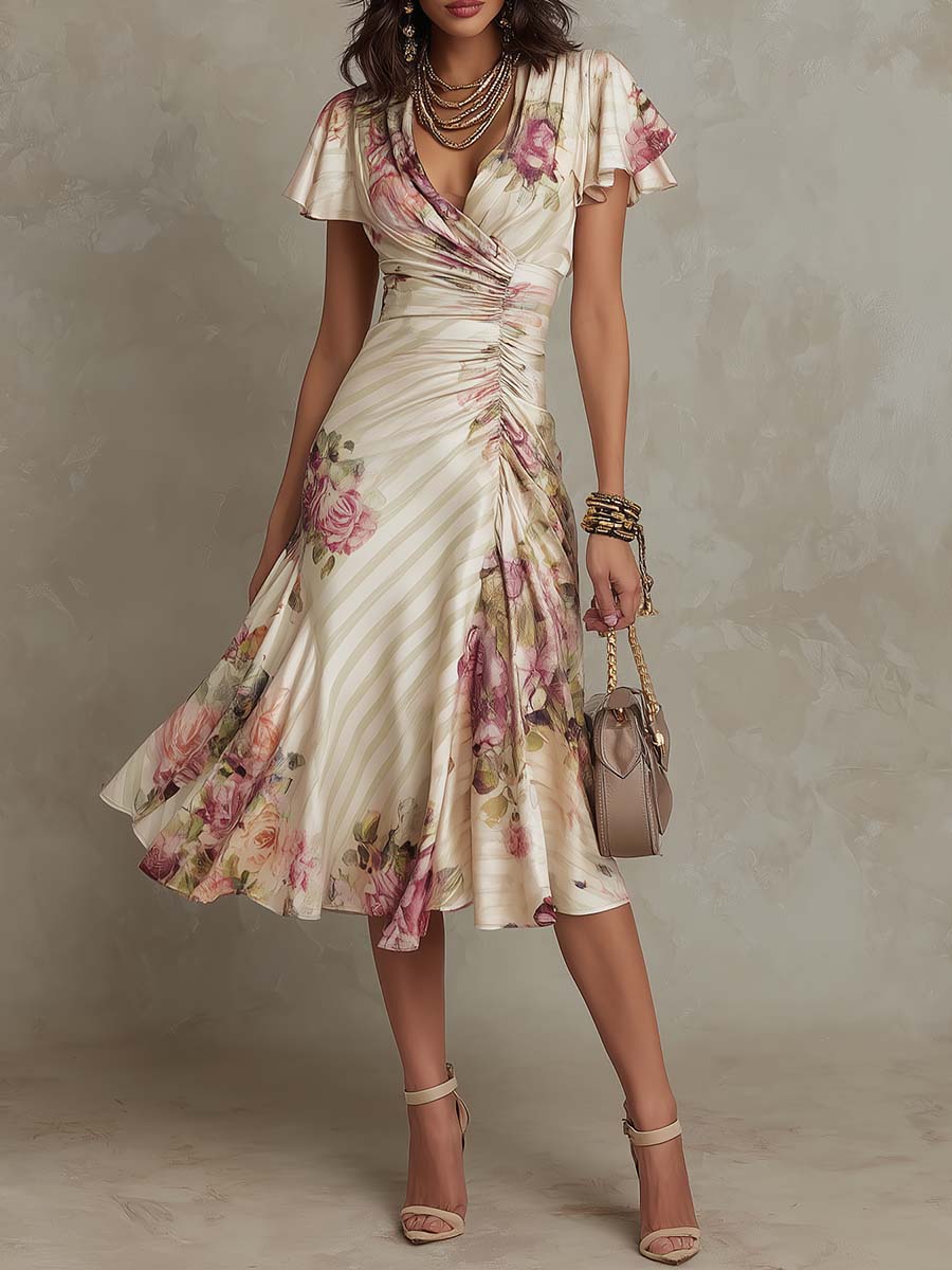 Alba | Floral Wrap Midi Dress