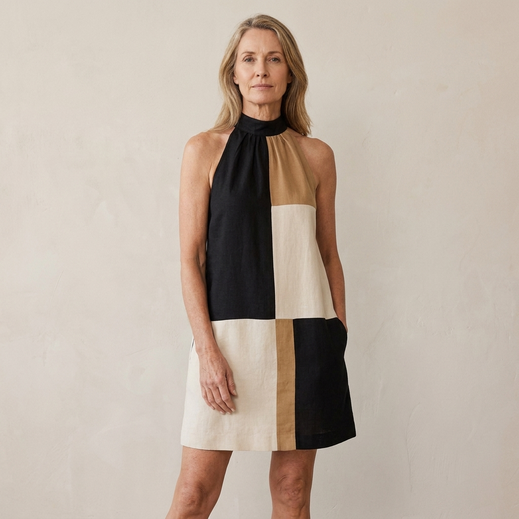 Sabrina™ | Colourblock Halter Shift Dress