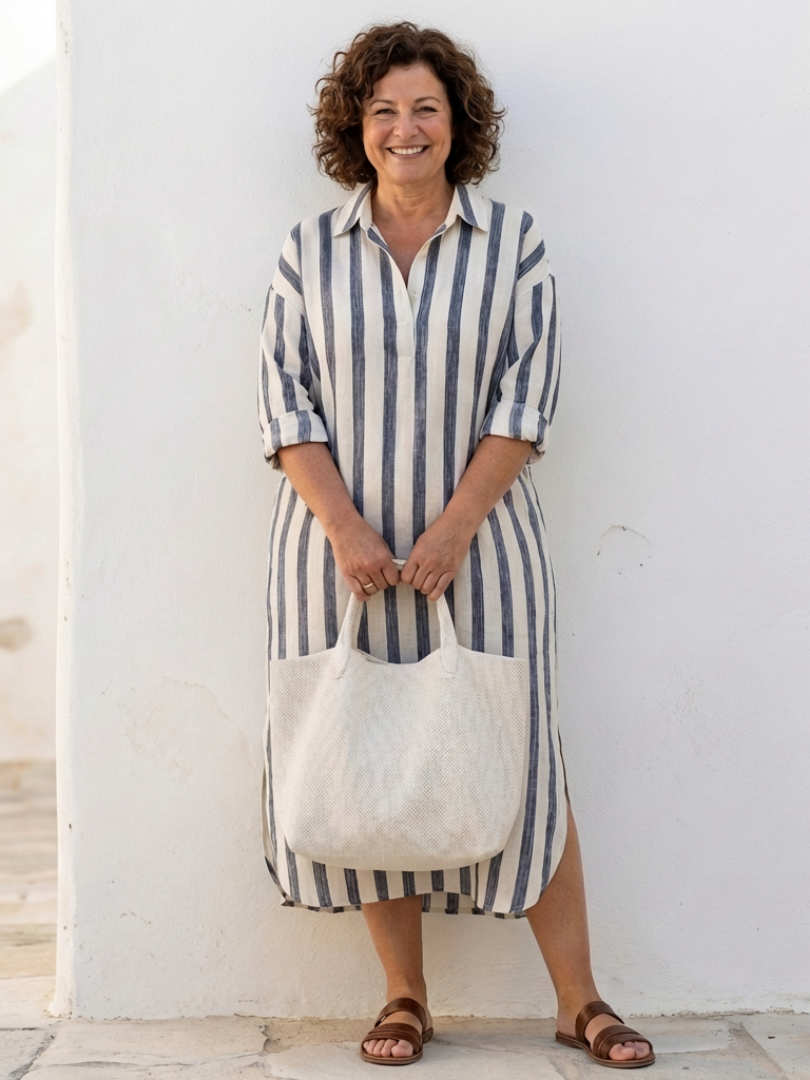 Melissa | Striped Midi Shirt Dress