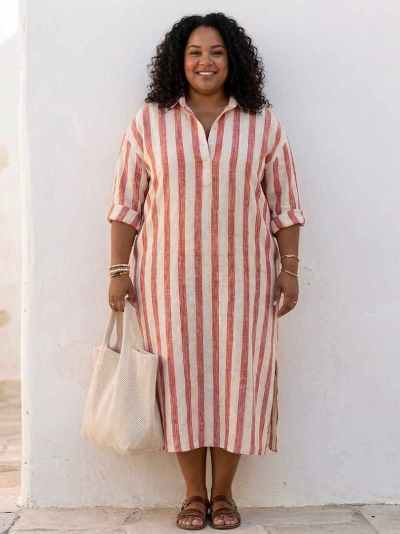 Melissa | Striped Midi Shirt Dress