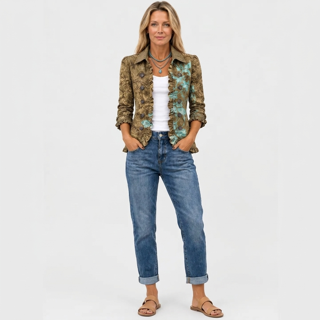 Winifred | Floral Gradient Ruffle Jacket
