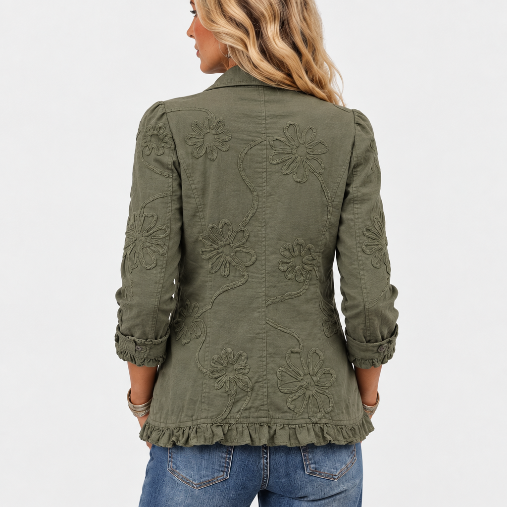 Imogen | Embroidered Floral Ruffle Jacket