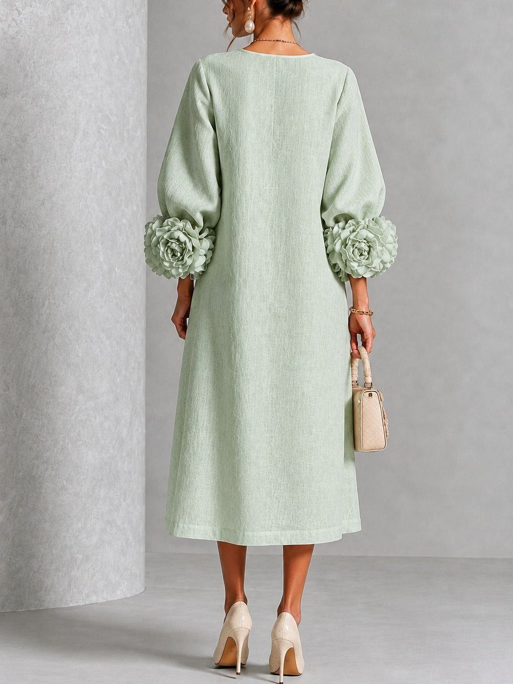 Bernadette | Floral-Cuff Midi Dress