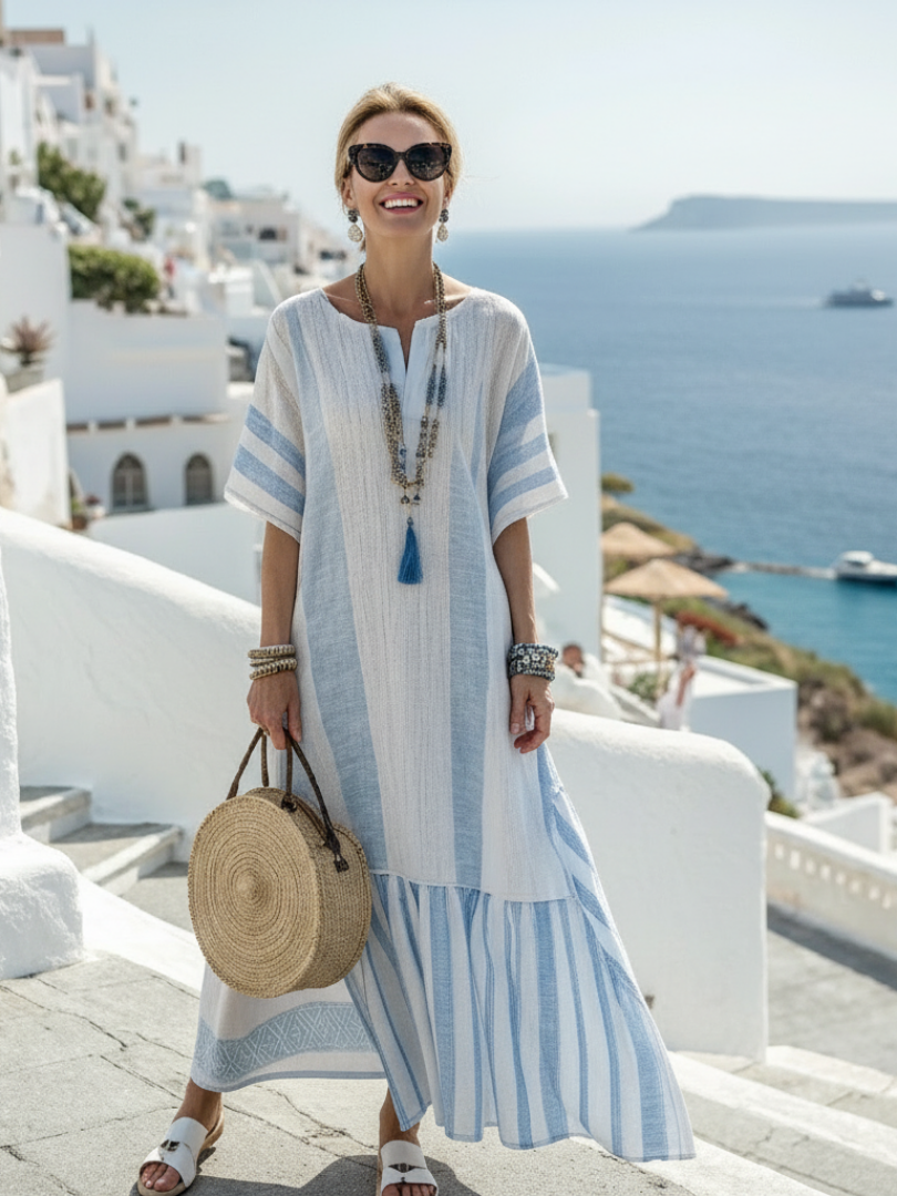 Marina | Sky Blue Stripe Maxi Dress