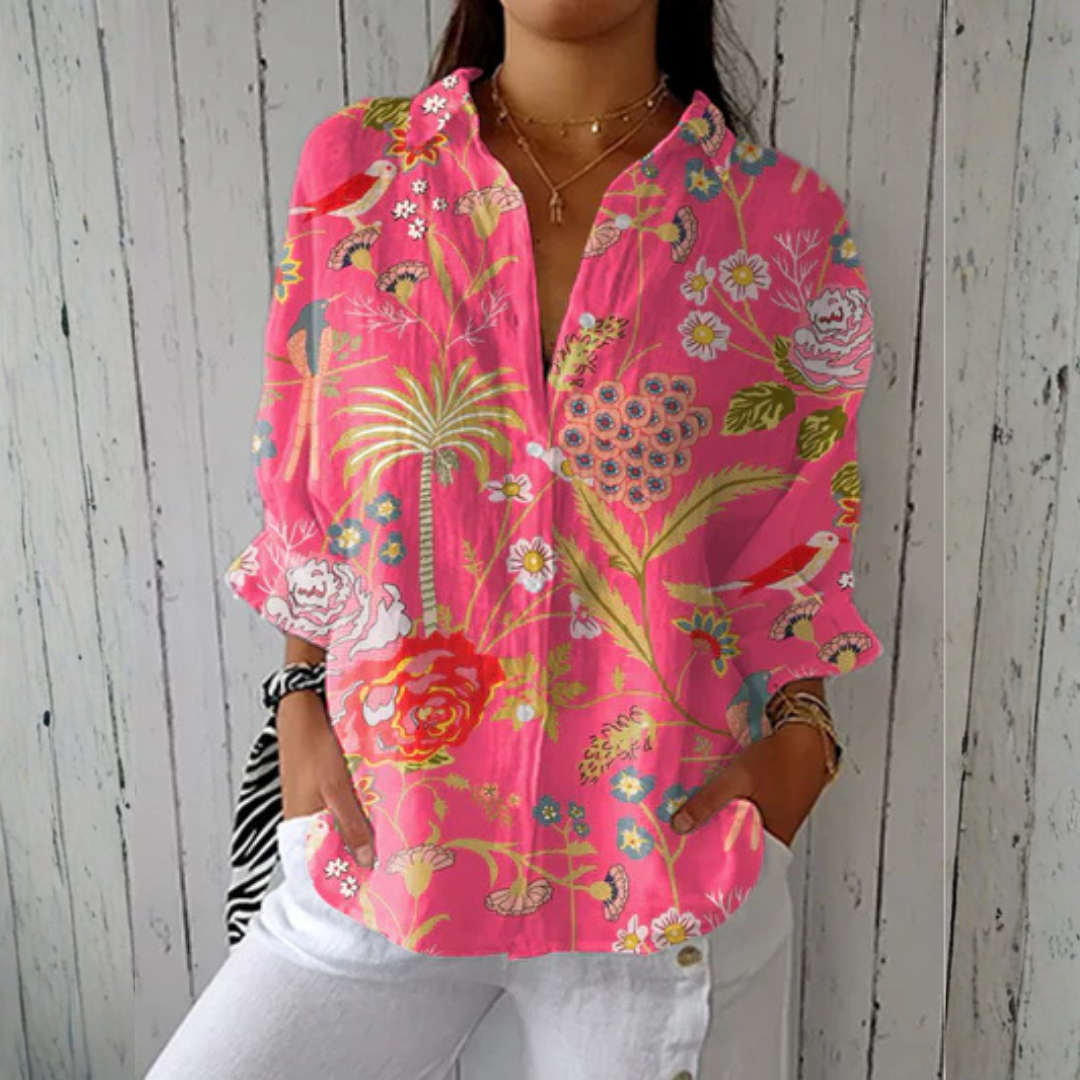 Magnolia | Hot Pink Tropical Blouse