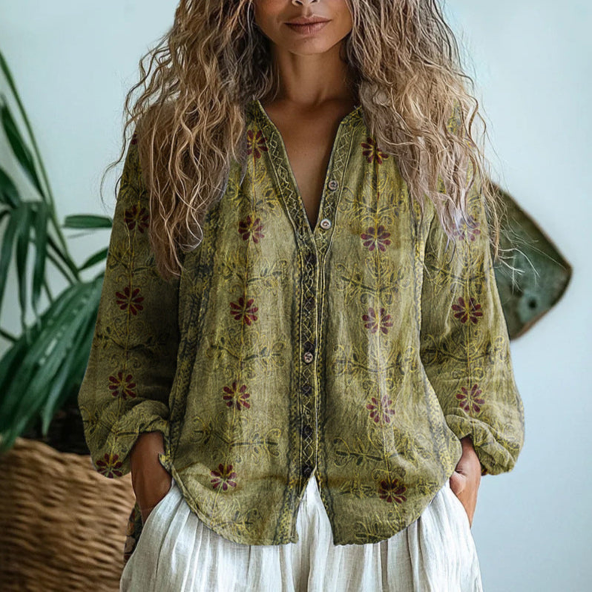 Helena | Long Sleeve Button-Down Blouse