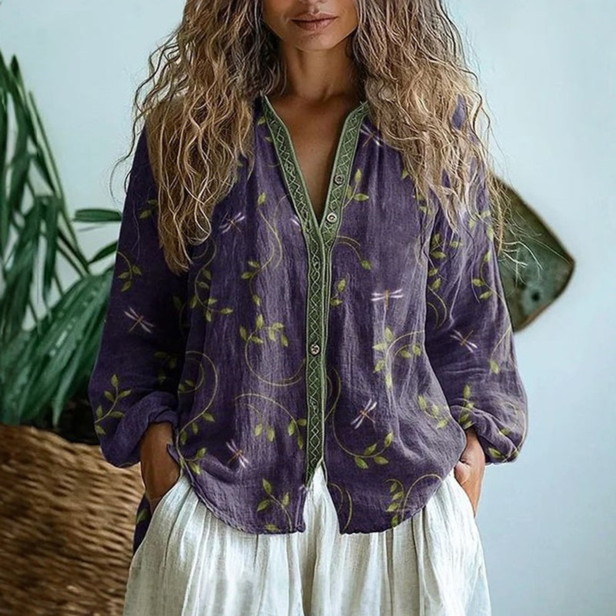 Helena | Long Sleeve Button-Down Blouse