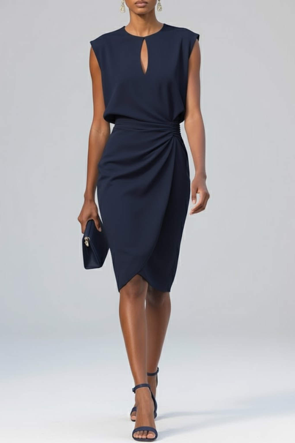 Estelle | Draped Cotton Midi Dress