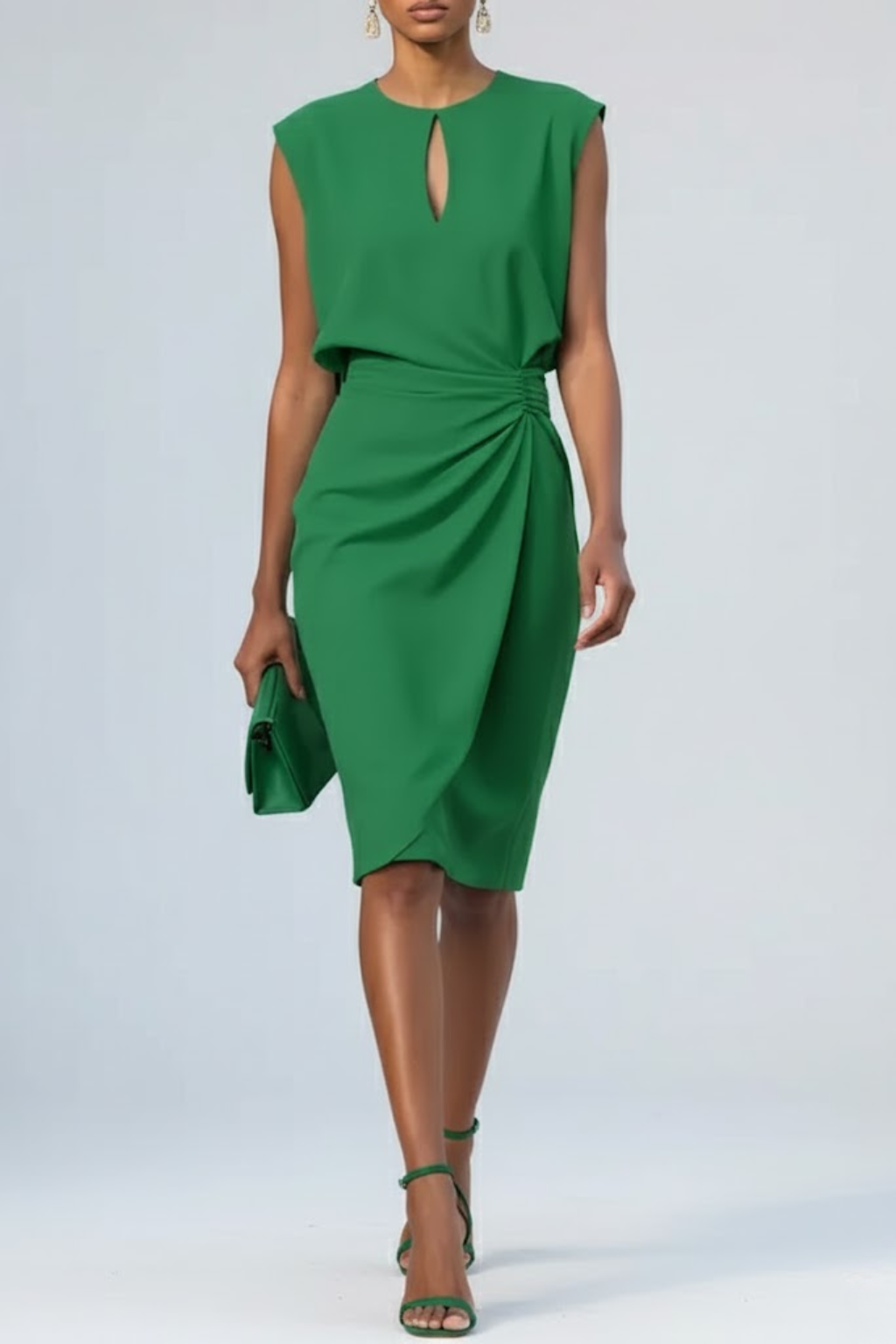 Estelle | Draped Cotton Midi Dress