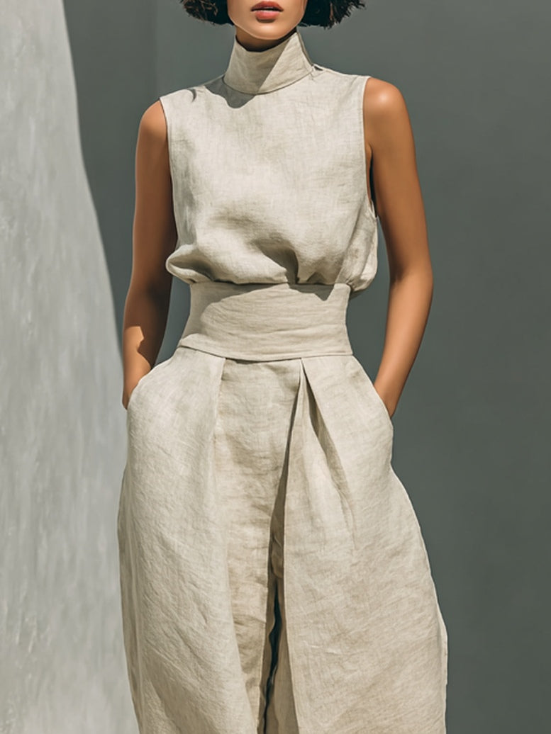 Aurora | Linen-Blend Top & Wide-Leg Trouser Set