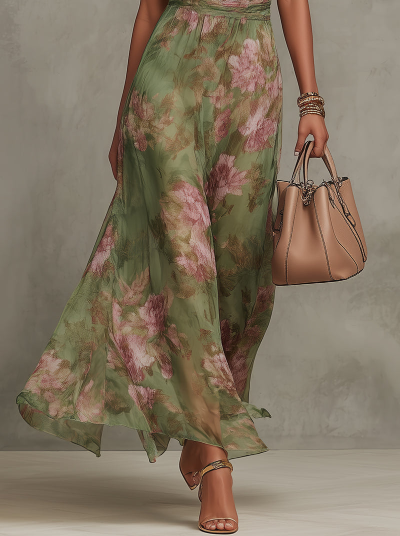 Seraphina | Floral Chiffon Halter Maxi Dress