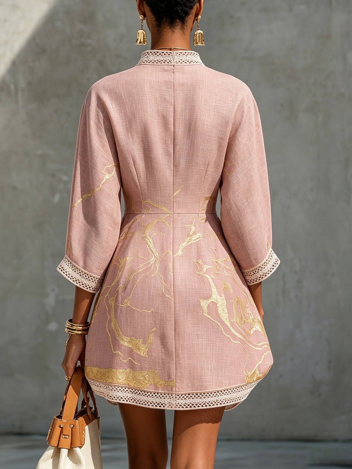 Clementine | Lace-Trimmed V-Neck Mini Dress