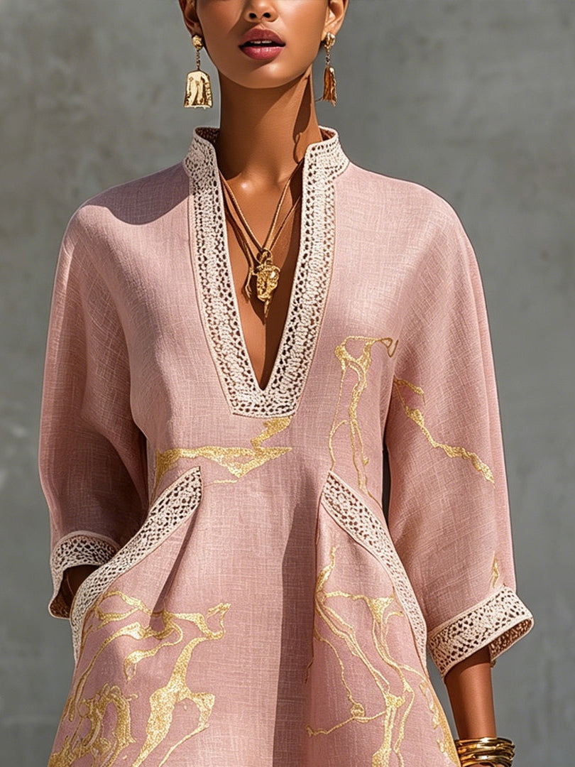 Clementine | Lace-Trimmed V-Neck Mini Dress