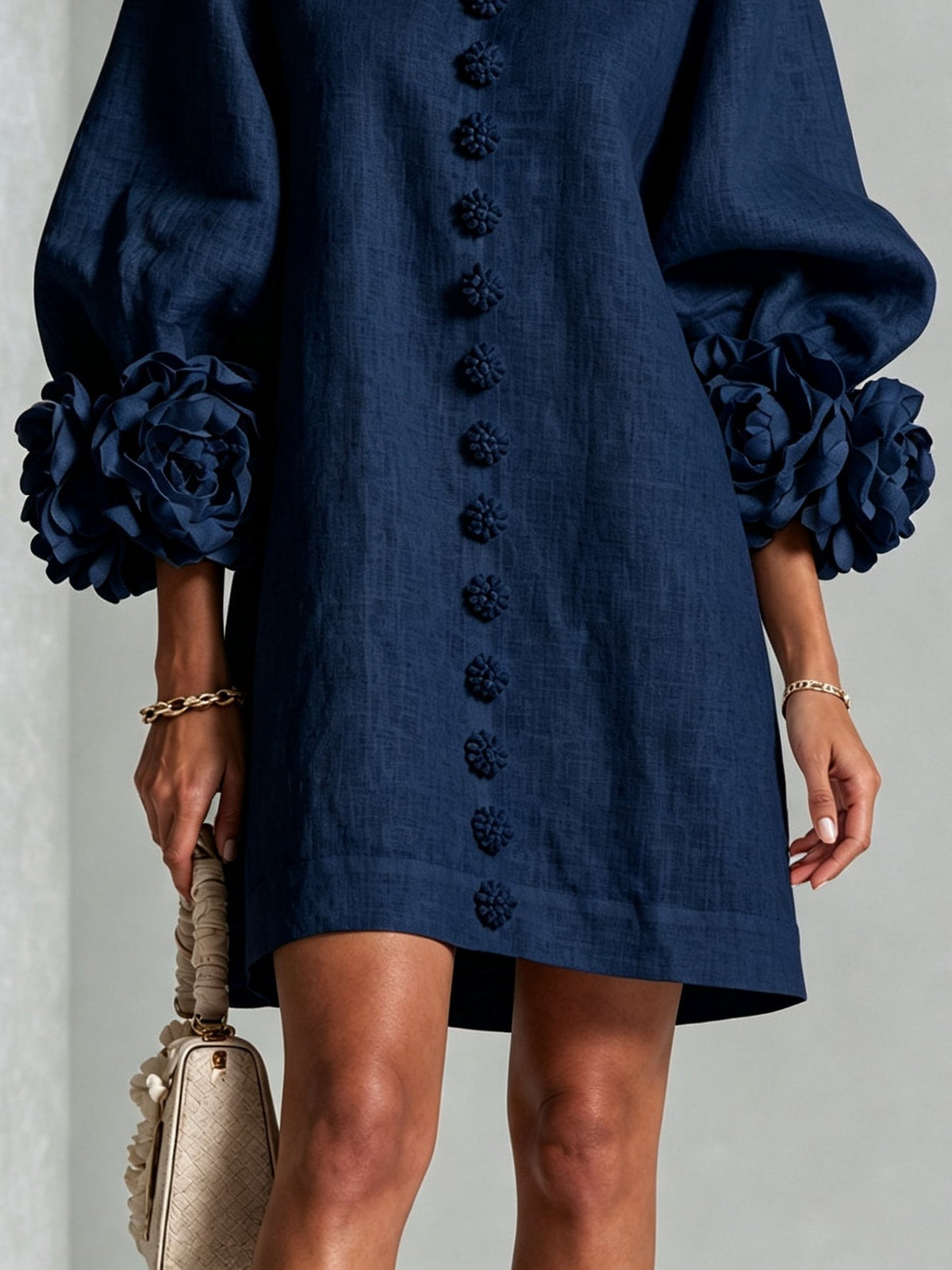 Juliet | Rosette-Cuff Mini Dress