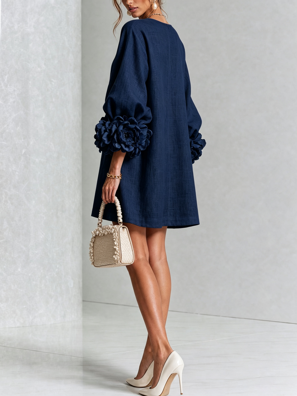 Juliet | Rosette-Cuff Mini Dress
