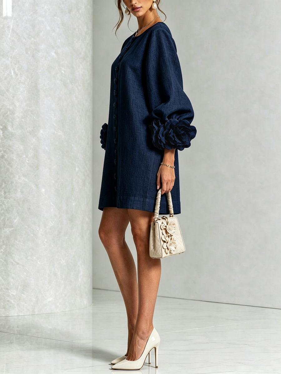 Juliet | Rosette-Cuff Mini Dress