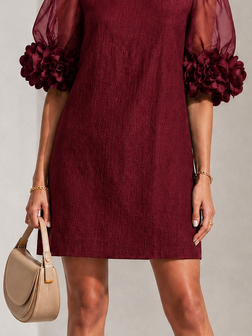 Lucinda | Floral-Cuff Puff-Sleeve Mini Dress