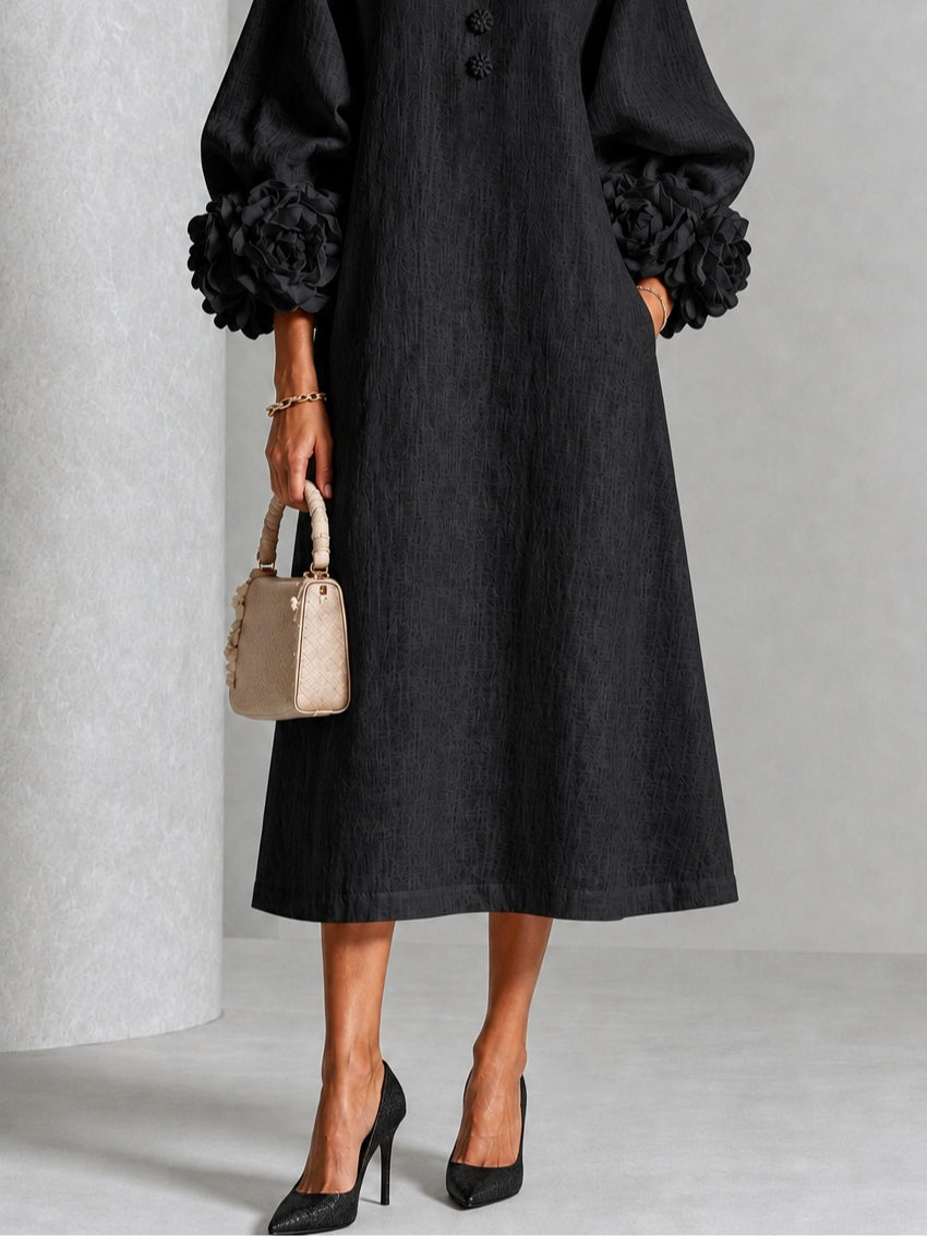 Celestine | Floral-Cuff Midi Dress