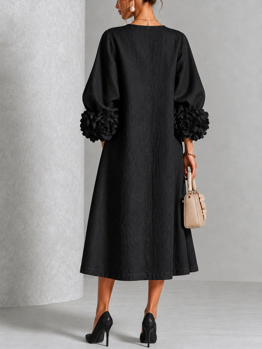Celestine | Floral-Cuff Midi Dress