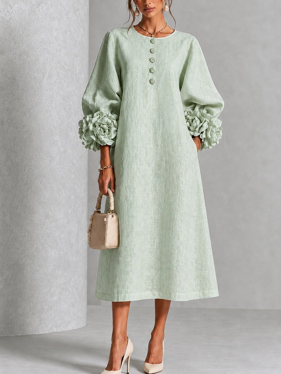Bernadette | Floral-Cuff Midi Dress