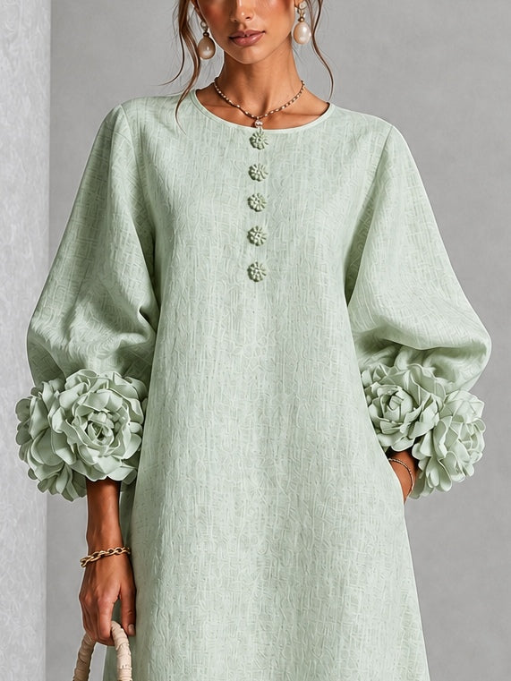 Bernadette | Floral-Cuff Midi Dress