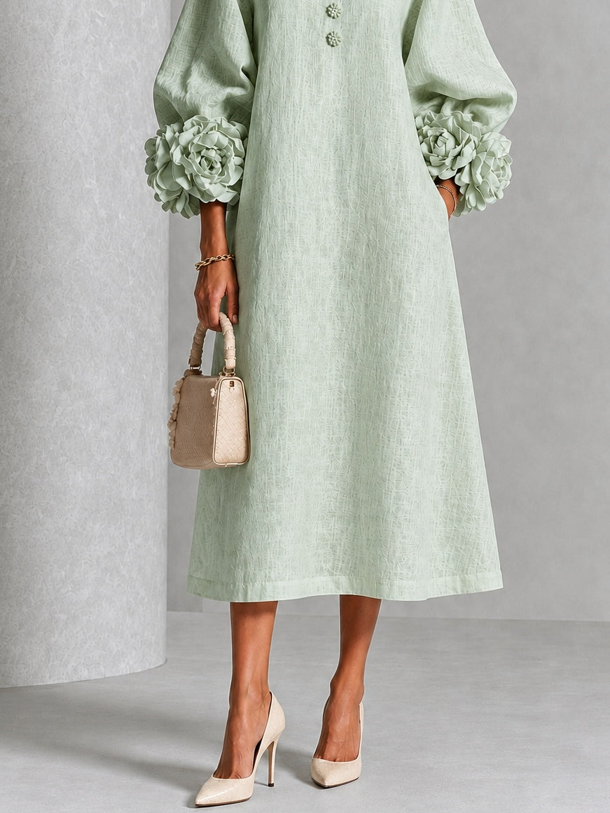 Bernadette | Floral-Cuff Midi Dress