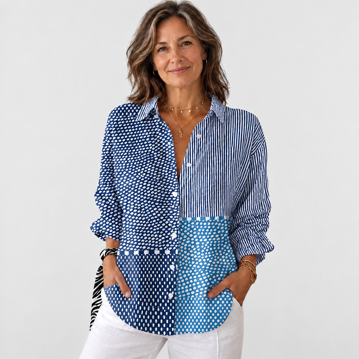 Maribel | Colourful Print Button-Down Blouse