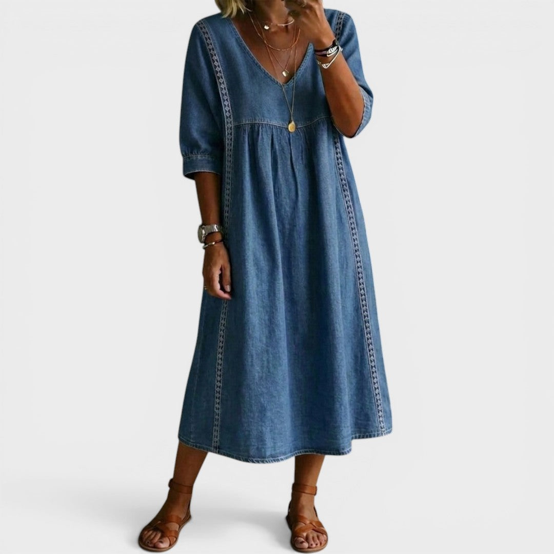 Mirabel | Lace-Trim Denim Dress