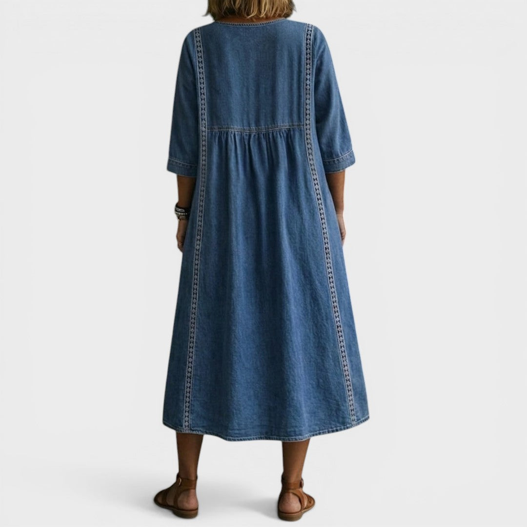 Mirabel | Lace-Trim Denim Dress