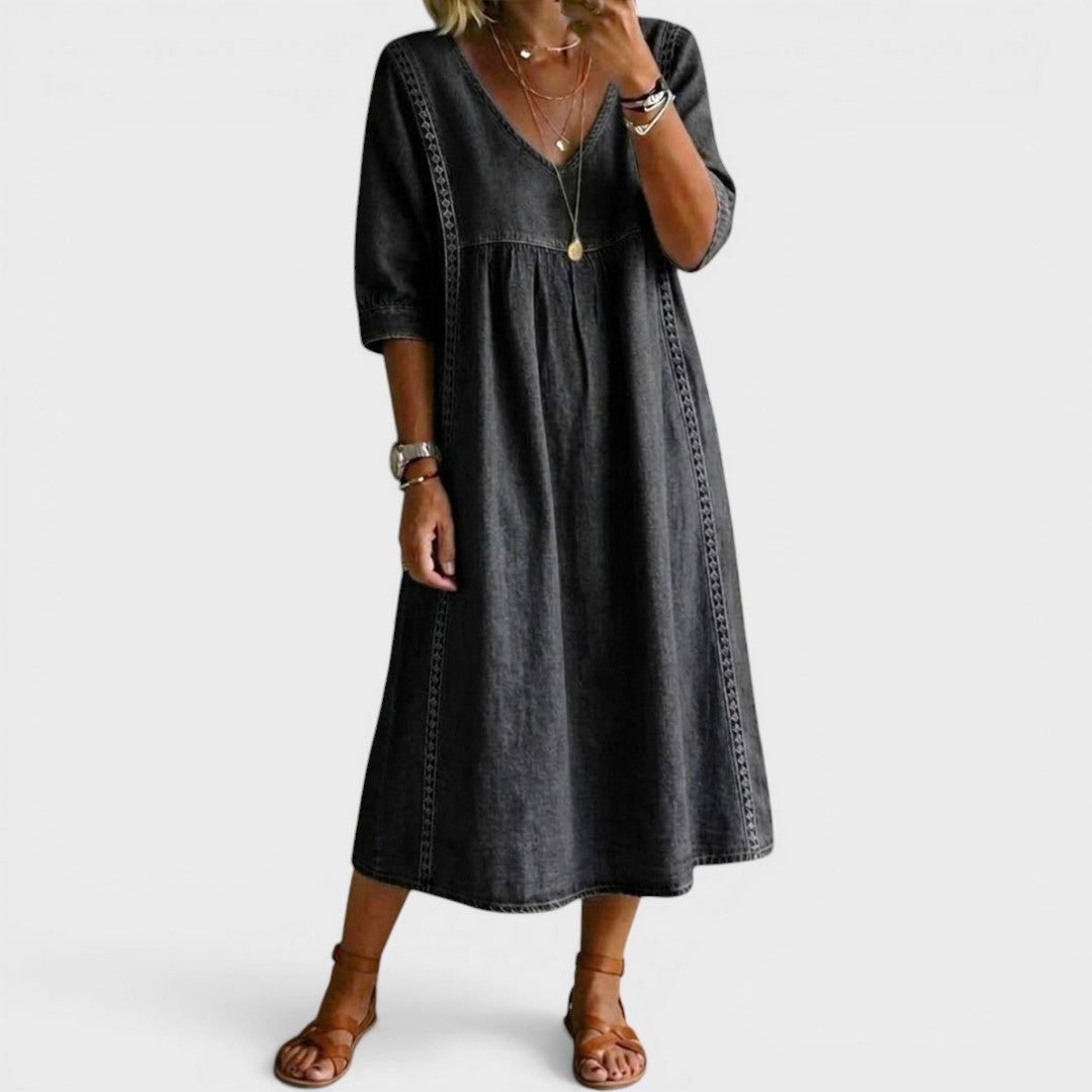 Mirabel | Lace-Trim Denim Dress