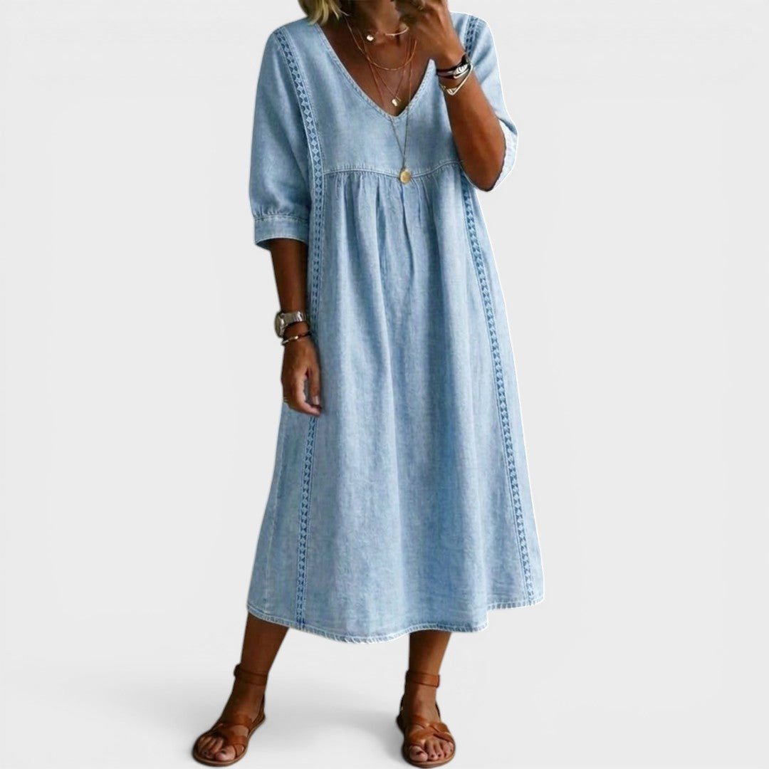 Mirabel | Lace-Trim Denim Dress