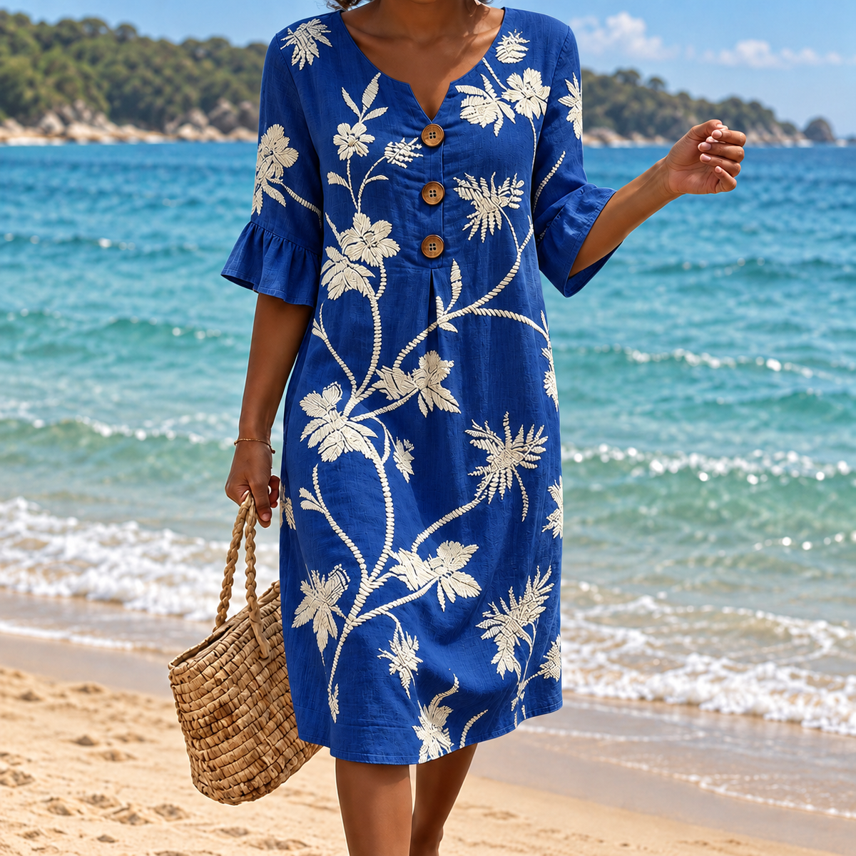 Bettina | Floral Vine Button Dress