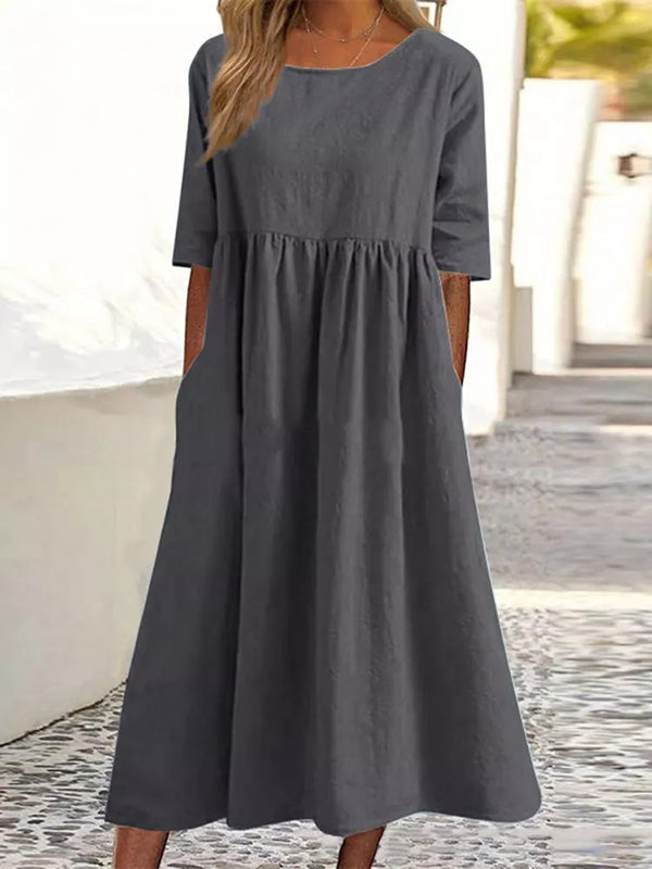 Ivy | Half-Sleeve Pocket Midi Dress