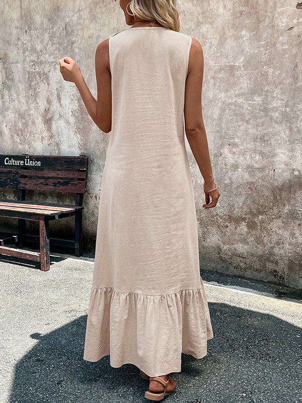 Rosalie | Ruffle V-Neck Maxi Dress