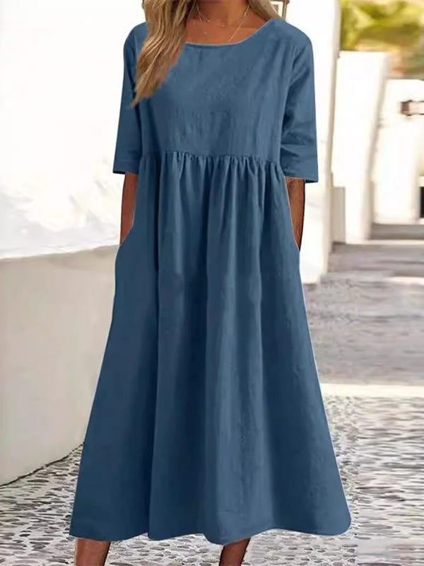 Ivy | Half-Sleeve Pocket Midi Dress