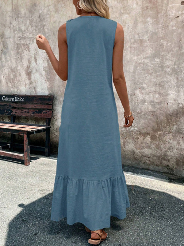 Rosalie | Ruffle V-Neck Maxi Dress