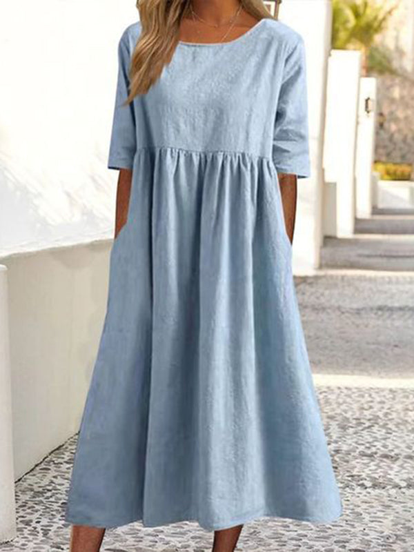 Ivy | Half-Sleeve Pocket Midi Dress