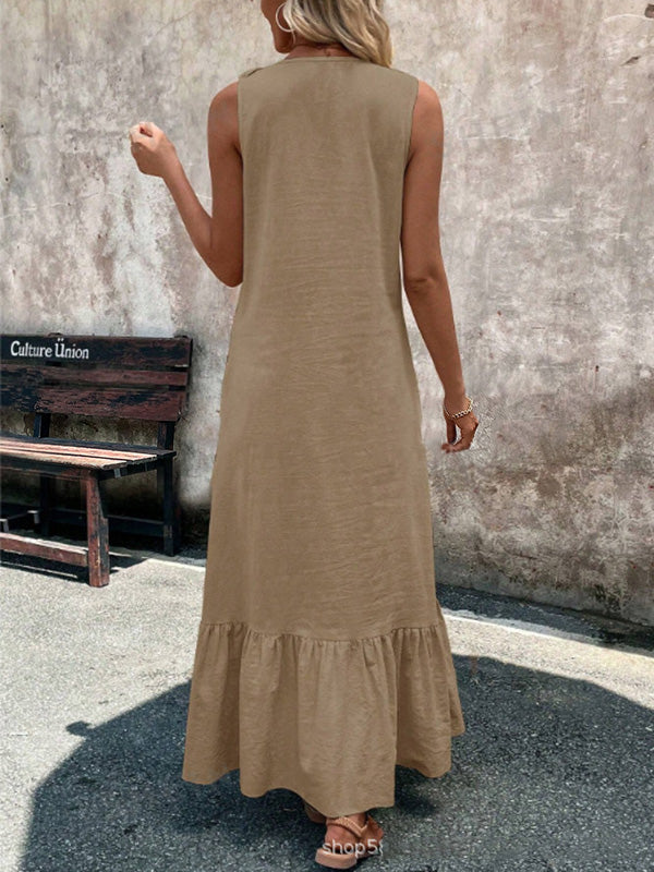 Rosalie | Ruffle V-Neck Maxi Dress